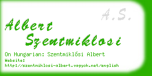 albert szentmiklosi business card